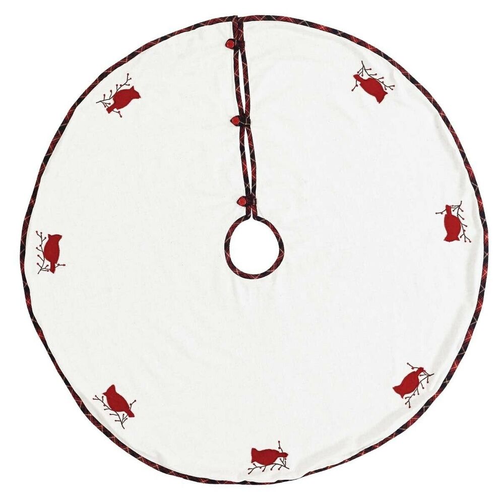 VHC Brands Holiday Decor Seasons Greetings Cardinal Christmas 48" Tree Skirt
